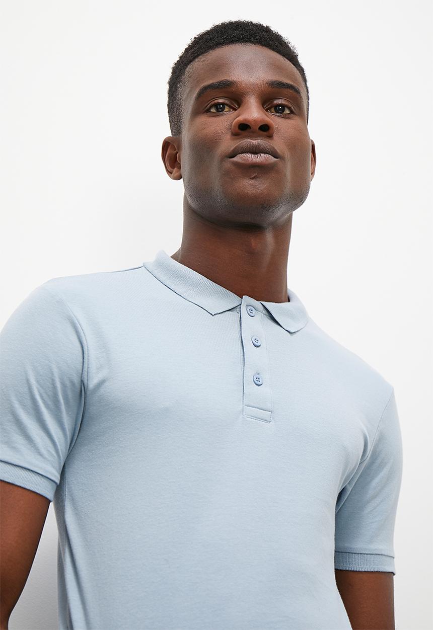 Superbalist - Rico plain muscle fit golfer - Dusty Blue