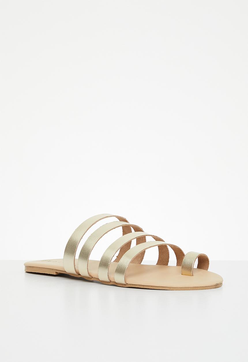 edit - Viola toe ring strappy slides - gold