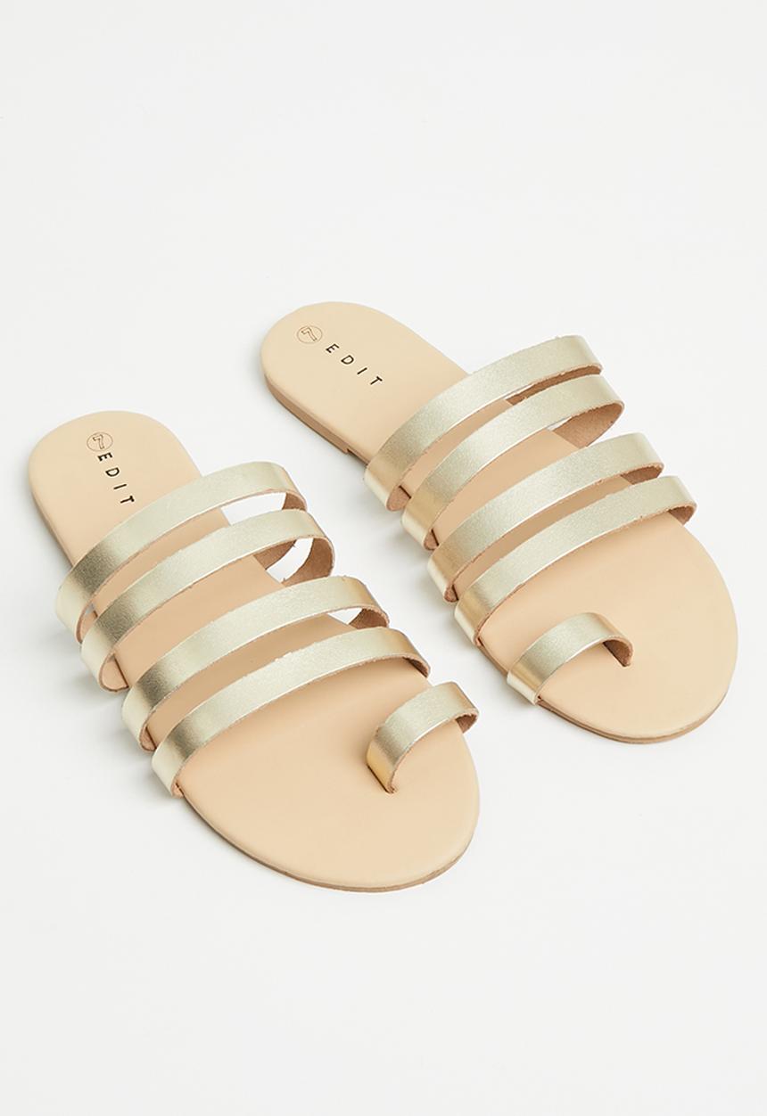 edit - Viola toe ring strappy slides - gold