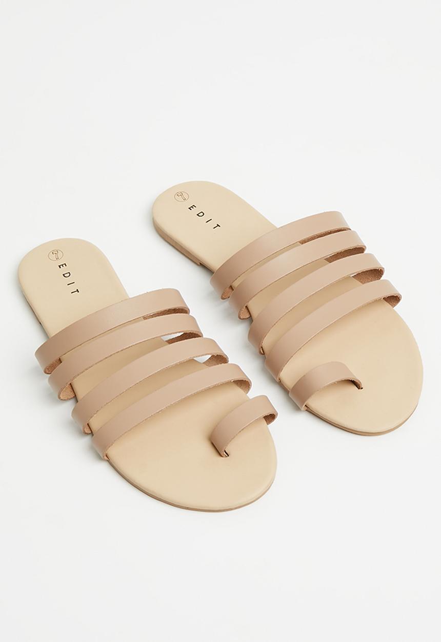 edit - Viola toe ring strappy slides - natural
