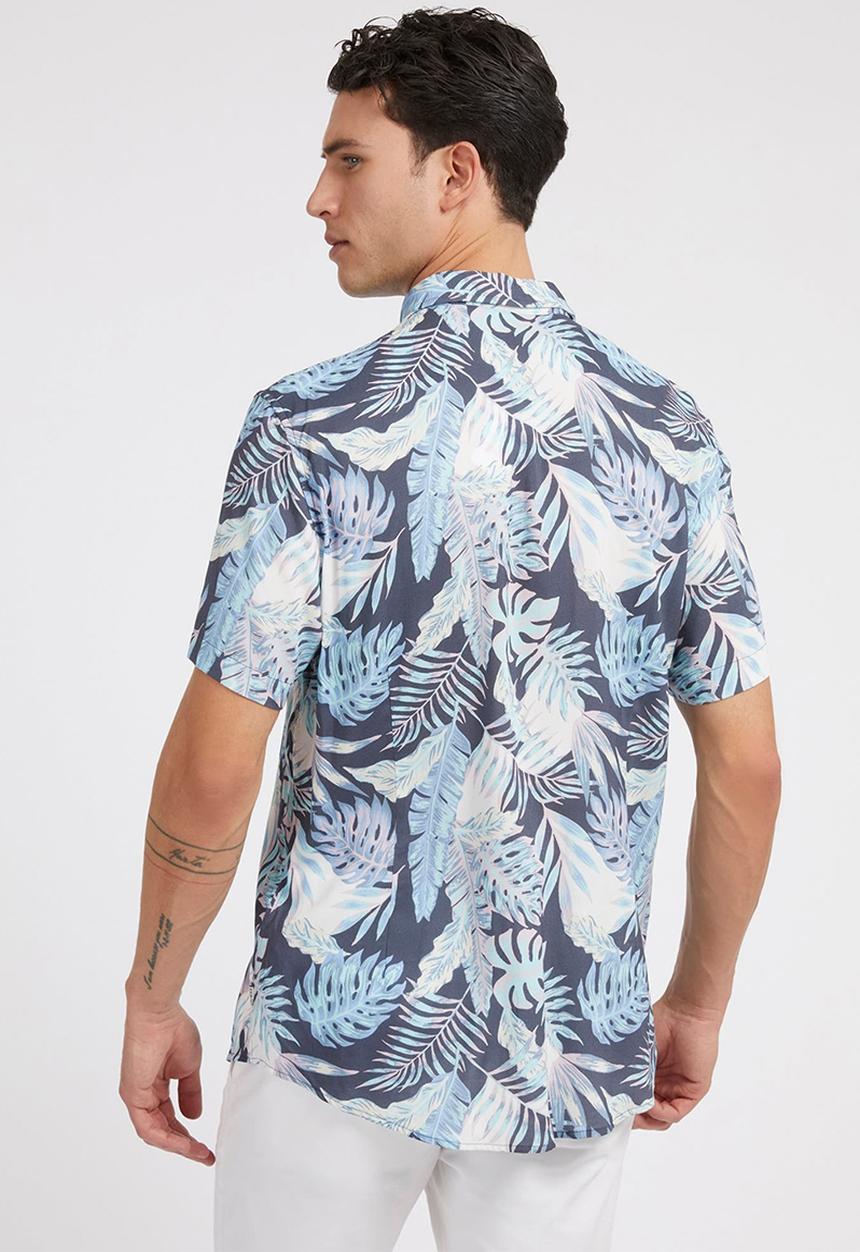 GUESS - Eco rayon tropical print shirt - indigo tropics