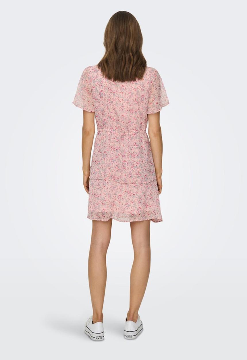 Jacqueline de Yong - Melly short sleeve layer dress - peach whip flower