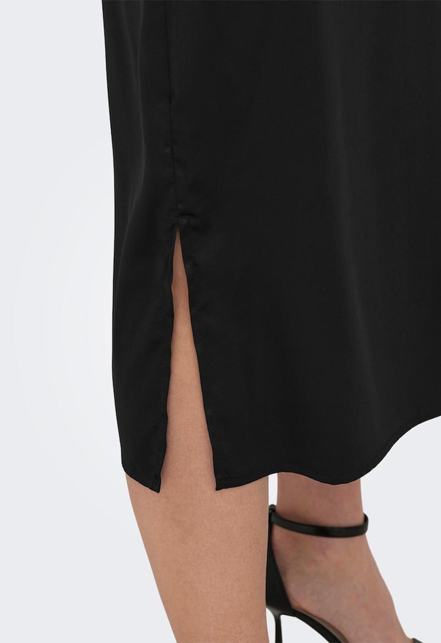 ONLY - Victoria satin strap midi dress - black