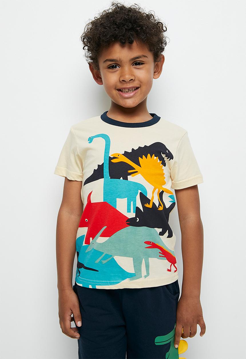 Pop Candy - Short sleeve  dino T-shirt - ecru