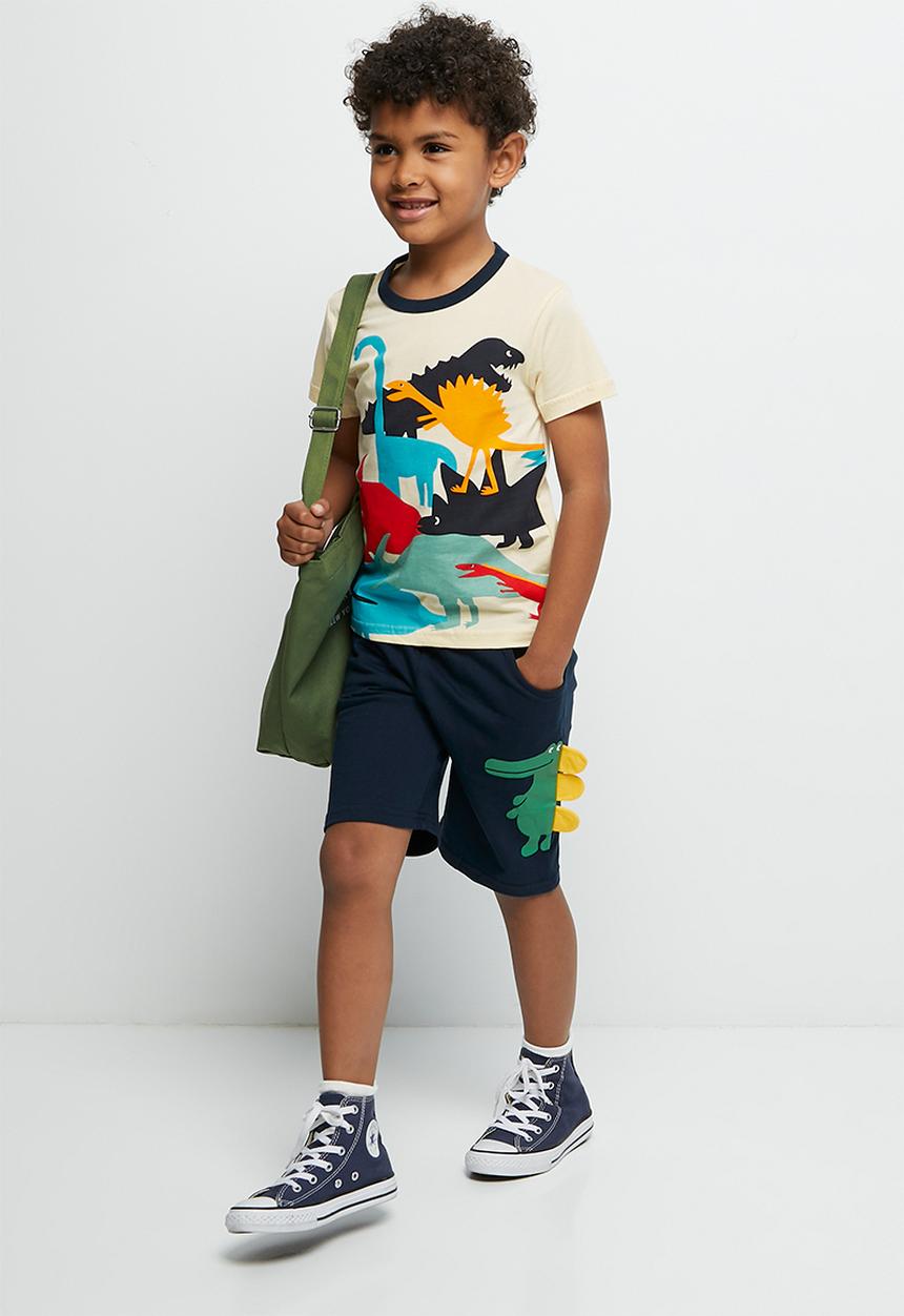Pop Candy - Short sleeve  dino T-shirt - ecru