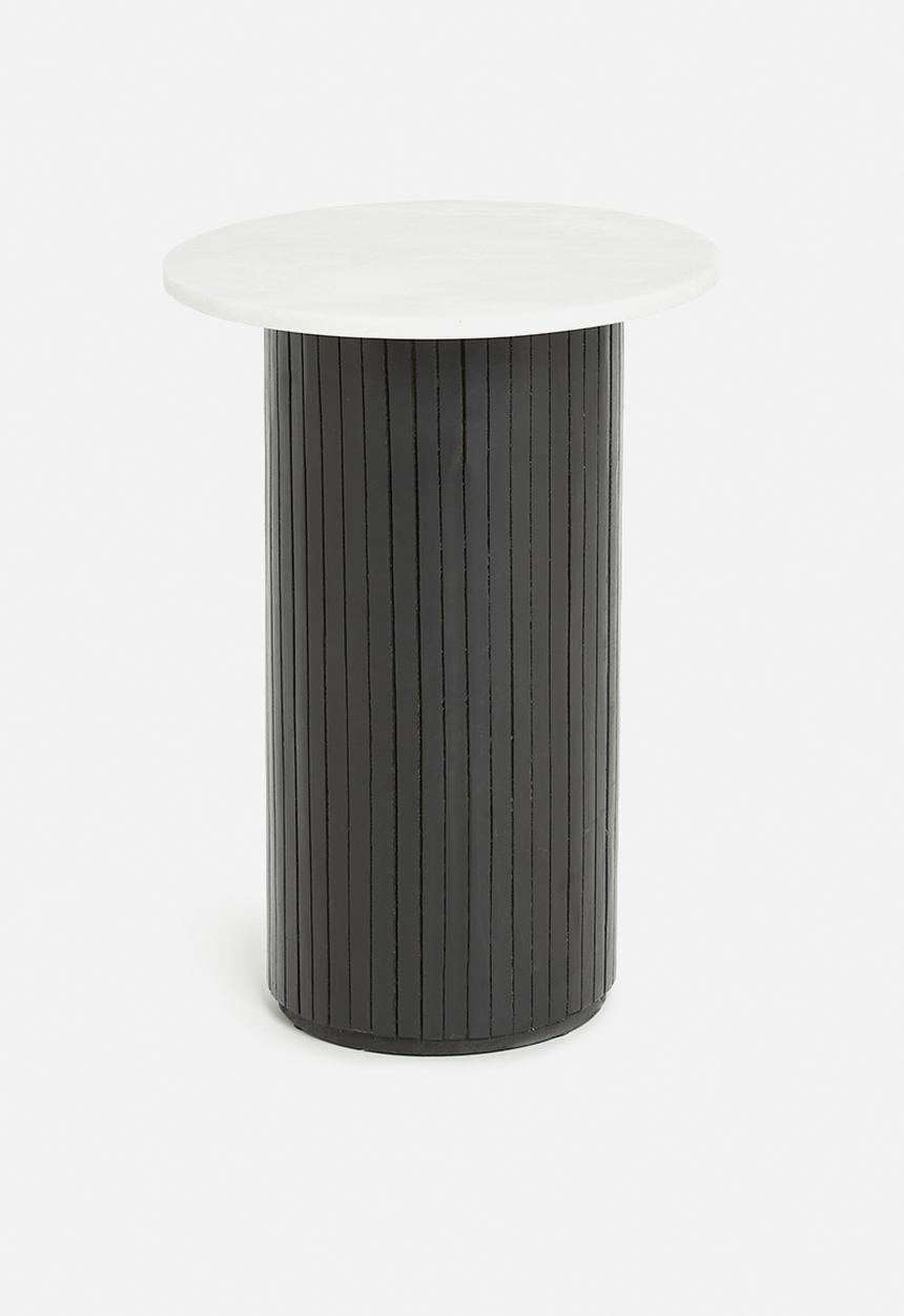 Sixth Floor - Logan marble top side table - black