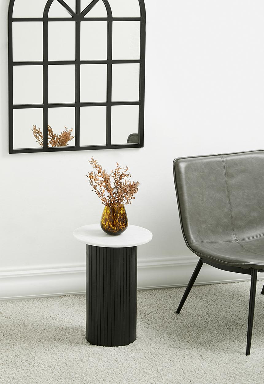 Sixth Floor - Logan marble top side table - black