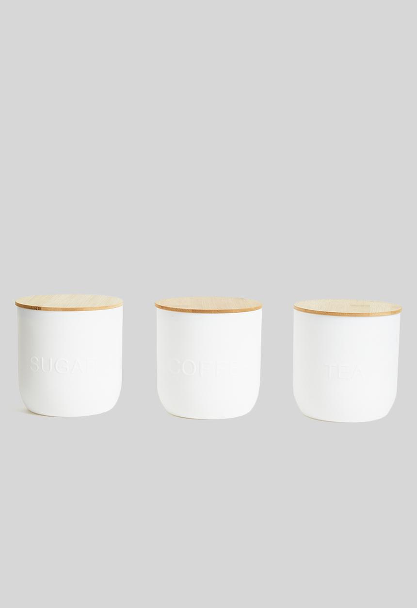 Excellent Houseware - Storage cannister set of 3 - white