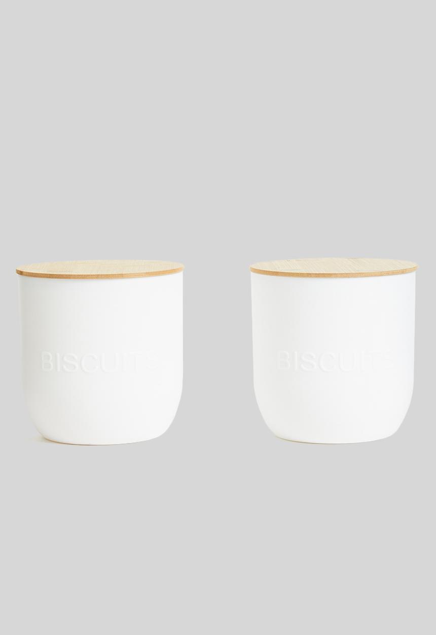 Excellent Houseware - Storage cannister set of 2 - white