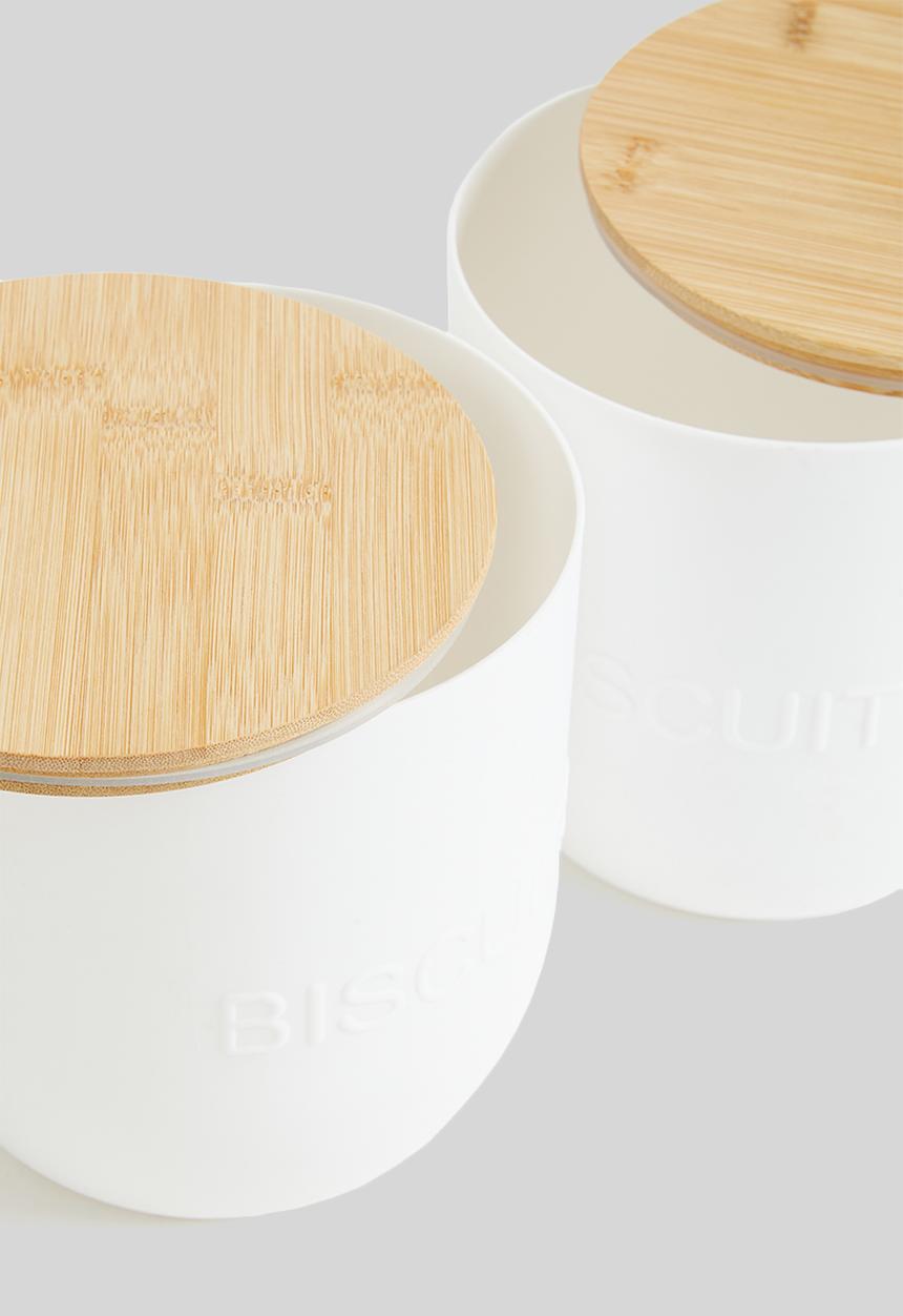 Excellent Houseware - Storage cannister set of 2 - white