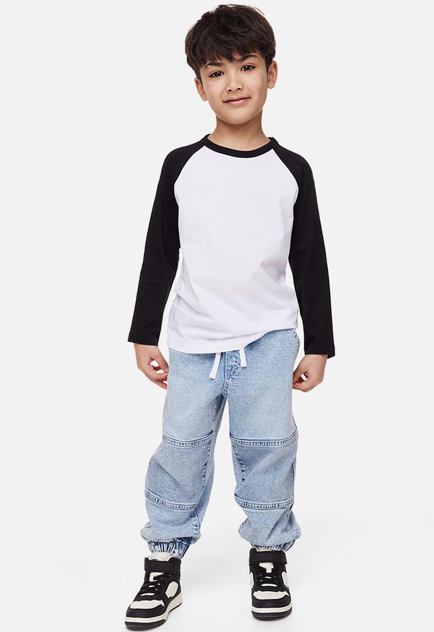 H&M - Loose fit cotton twill joggers - light denim blue