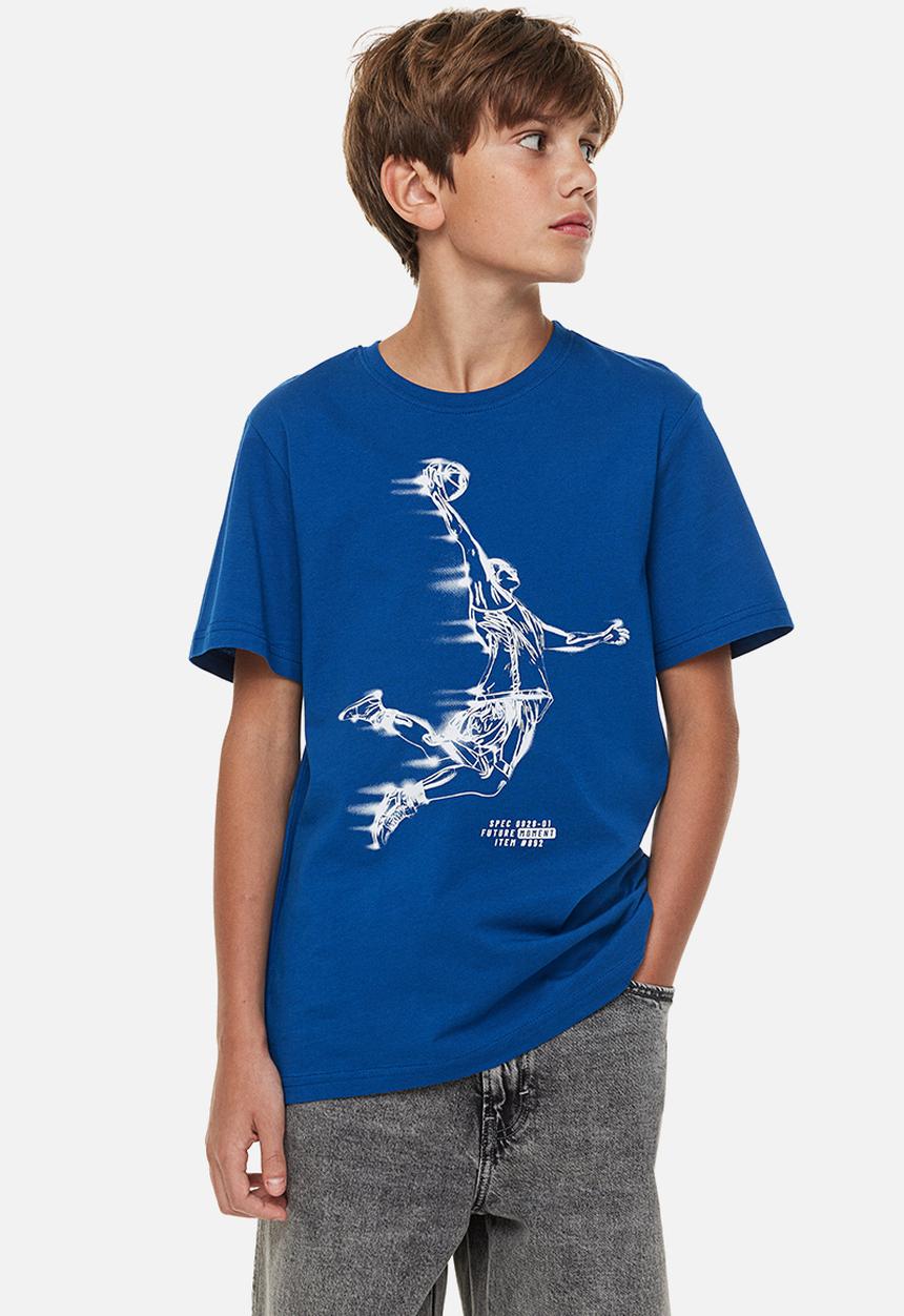 H&M - Printed cotton T-shirt - cobalt blue