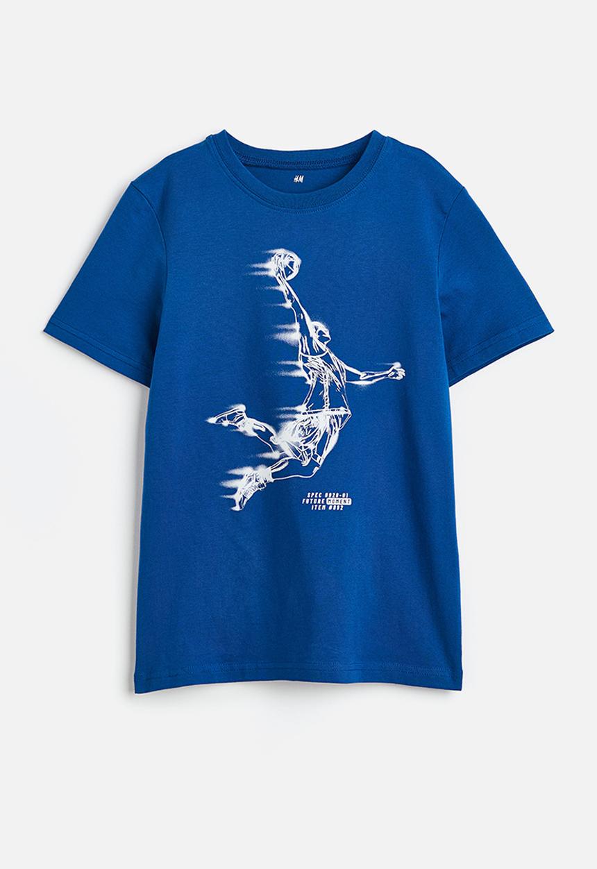 H&M - Printed cotton T-shirt - cobalt blue
