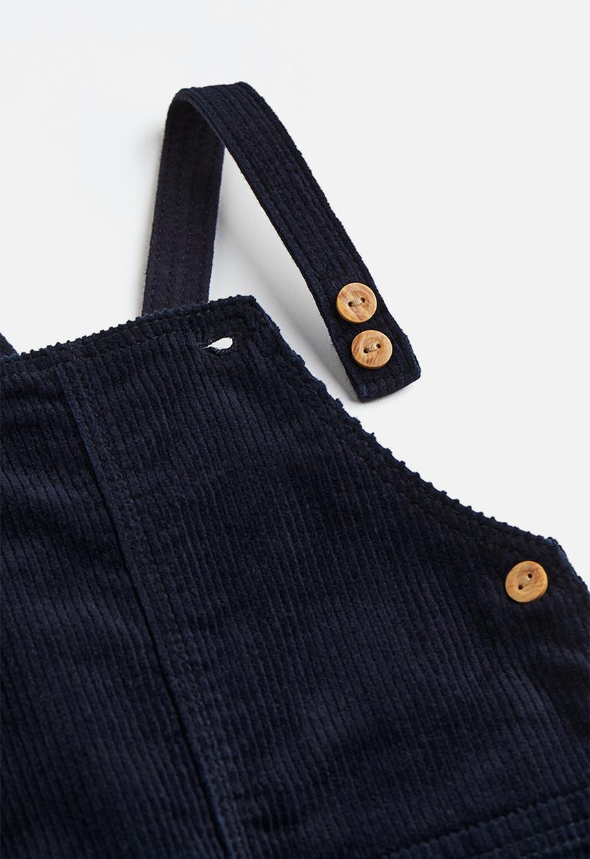 H&M - 2-Piece dungaree and shirt set - dark blue/checked 