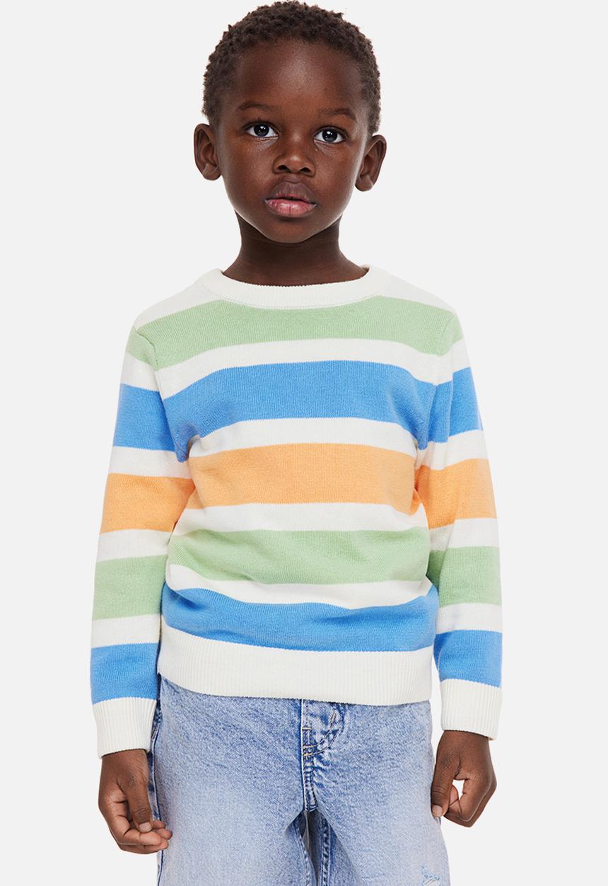 H&M - Jacquard-knit cotton jumper - natural white/striped