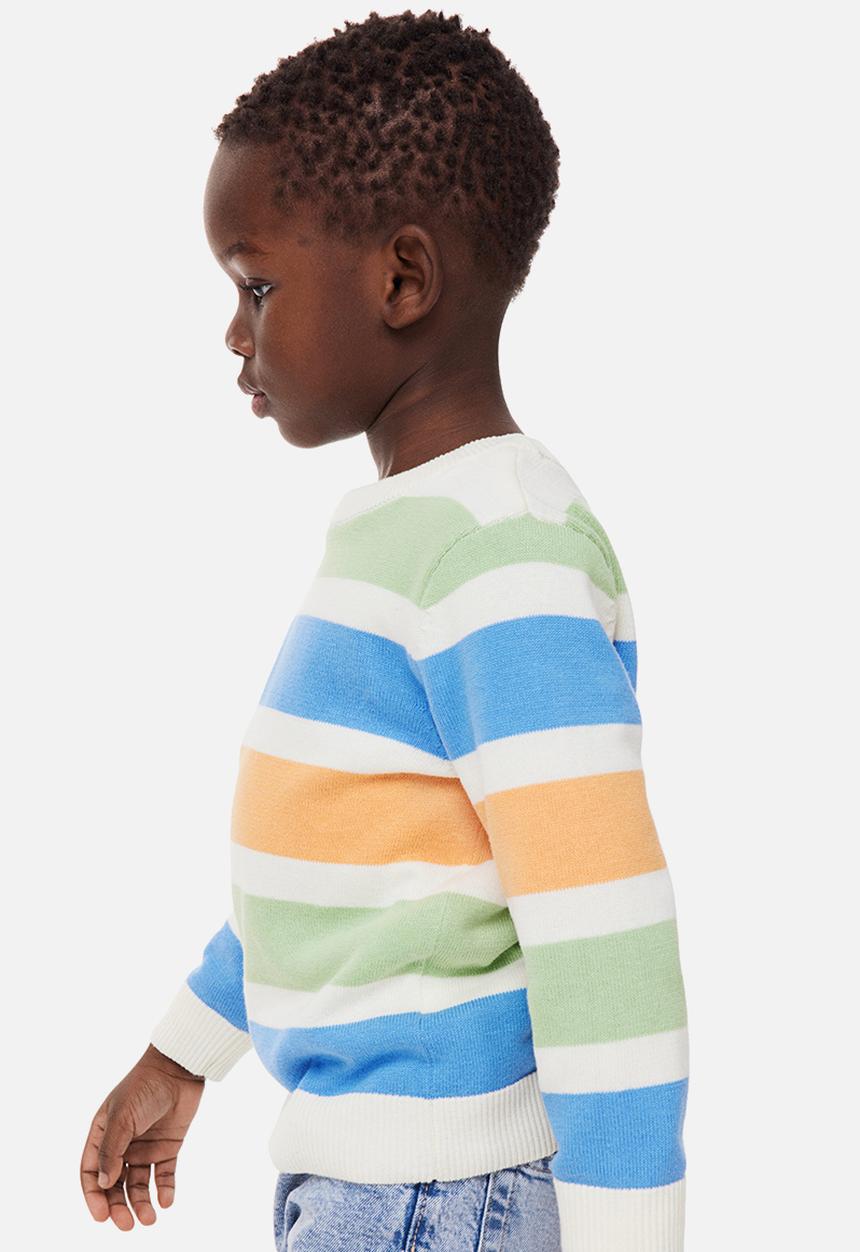 H&M - Jacquard-knit cotton jumper - natural white/striped