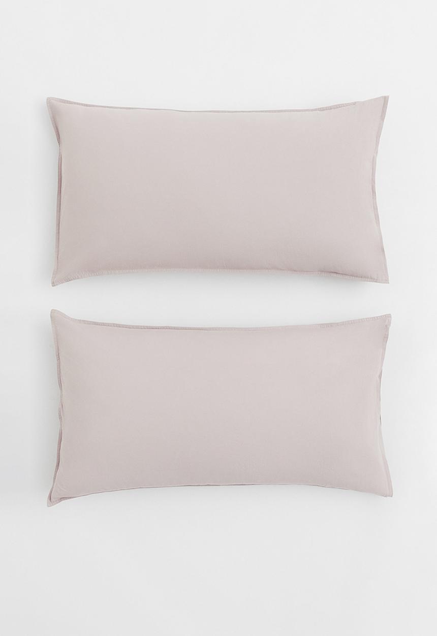 H&M - 2-pack cotton pillowcases - greige 