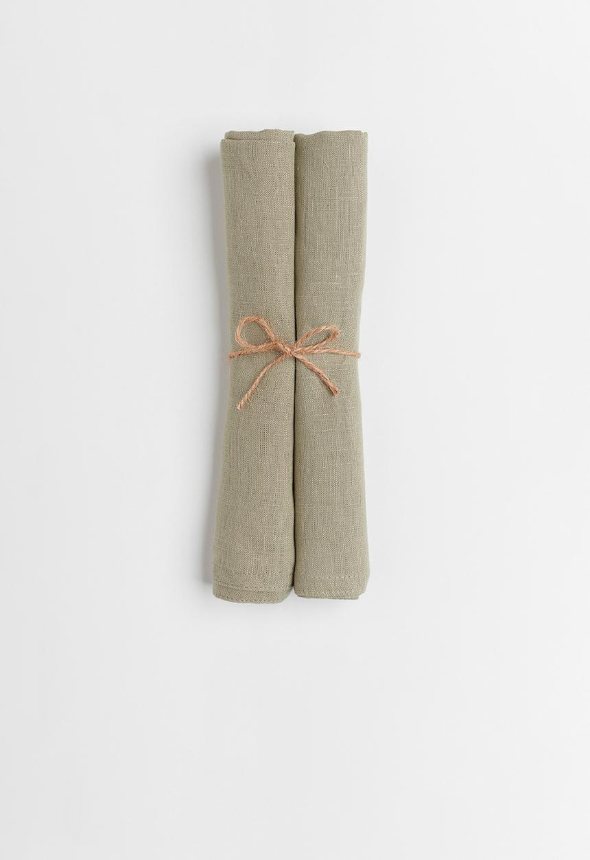 H&M - 2-pack linen napkins - light khaki green