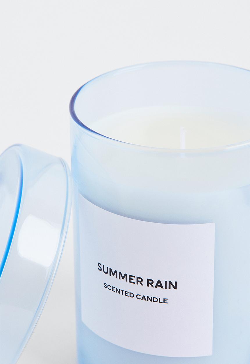 H&M - Scented candle in glass holder -  light blue/summer rain
