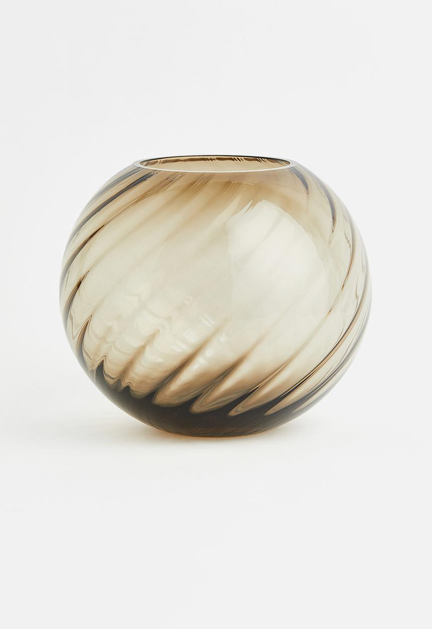 H&M - Round glass vase - beige