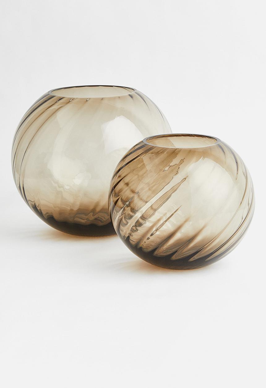 H&M - Round glass vase - beige