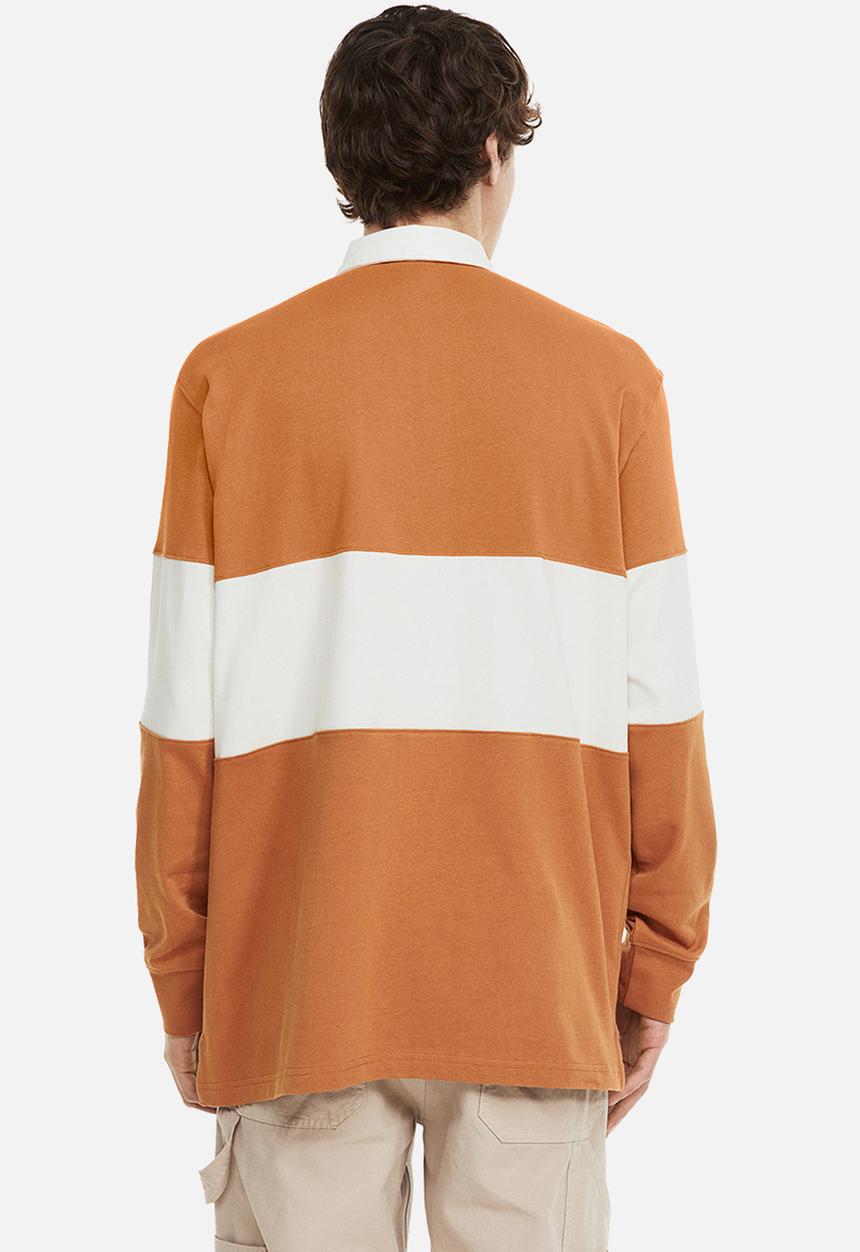 H&M - Relaxed fit rugby shirt - dark beige/block-striped 