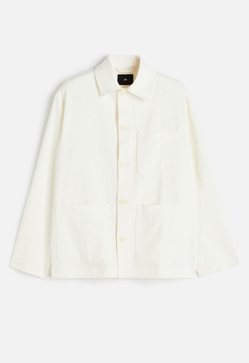 H&M - Regular fit linen-blend shacket - white