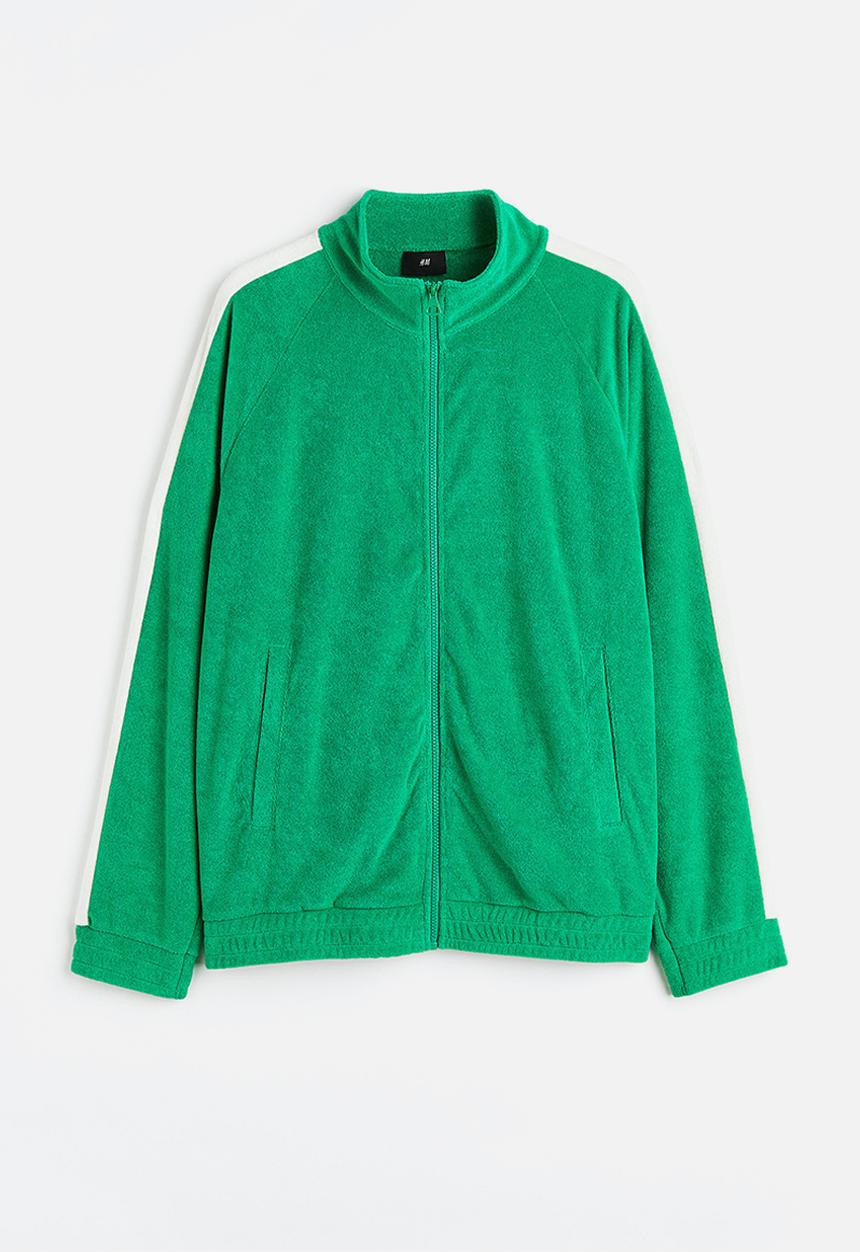 H&M - Relaxed fit terry track jacket - bright green 