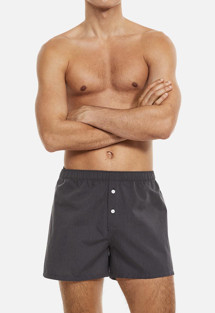 H&M - 3-Pack woven cotton boxer shorts - dark grey/light purple
