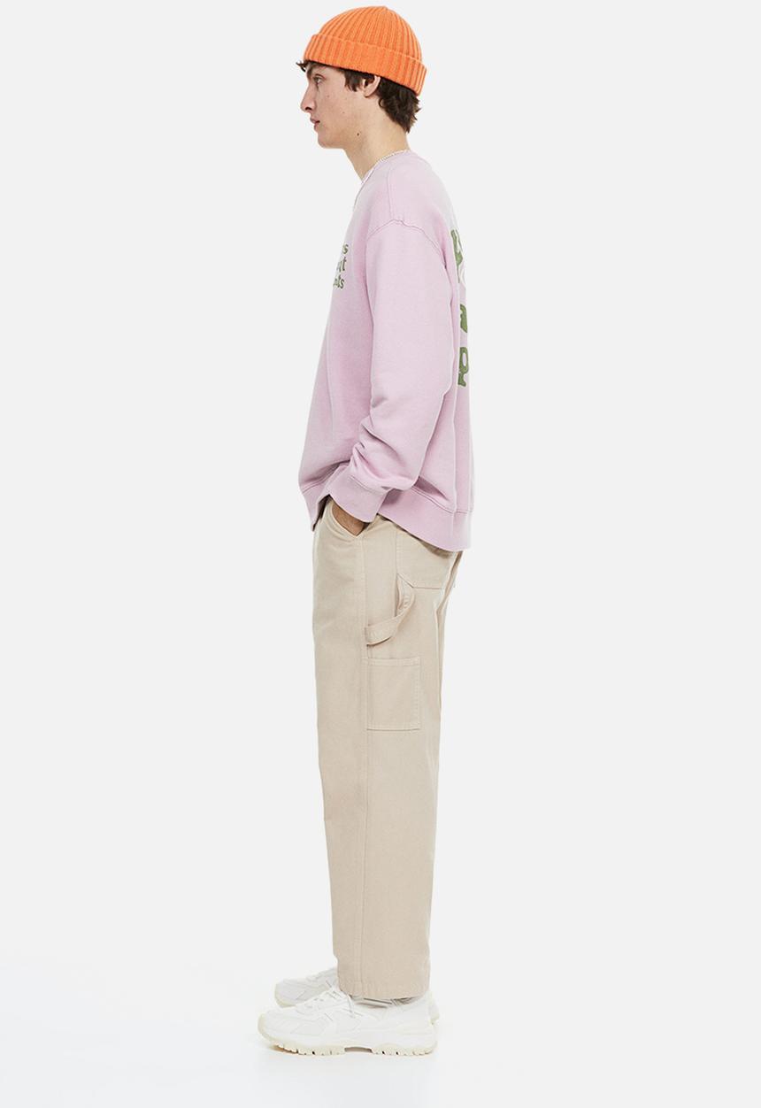 H&M - Relaxed fit printed sweatshirt - light purple/plants