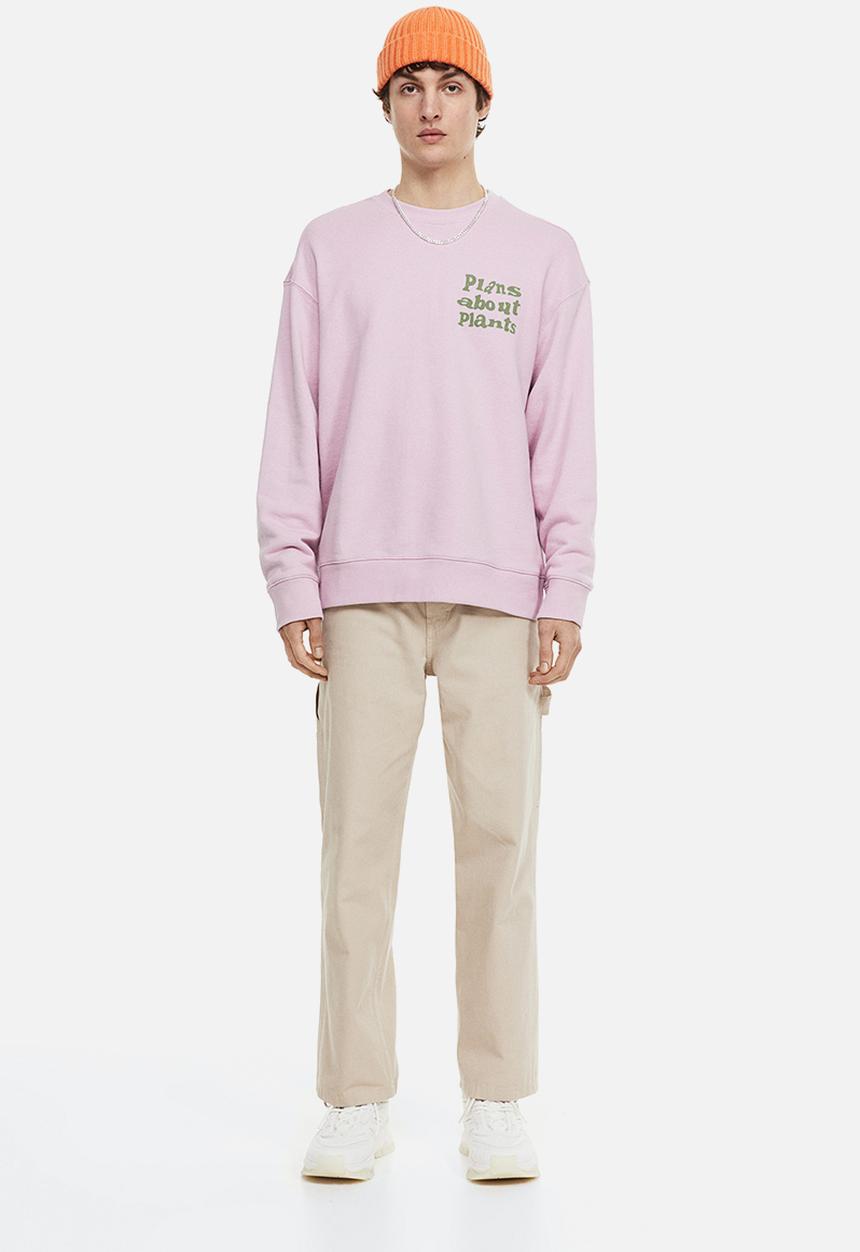 H&M - Relaxed fit printed sweatshirt - light purple/plants