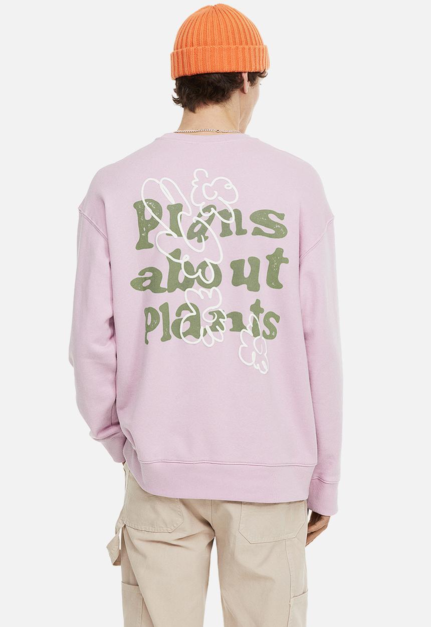 H&M - Relaxed fit printed sweatshirt - light purple/plants