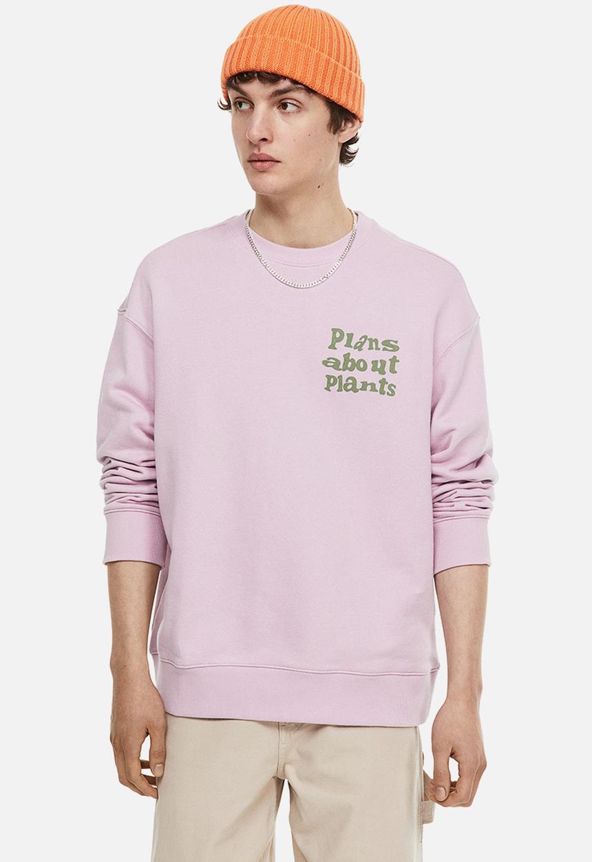 H&M - Relaxed fit printed sweatshirt - light purple/plants