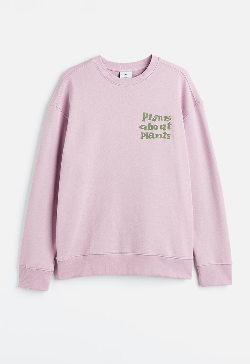 H&M - Relaxed fit printed sweatshirt - light purple/plants