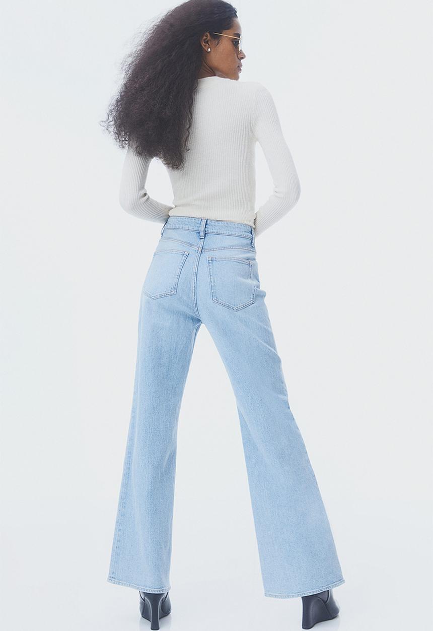 H&M - Wide high jeans - light denim blue