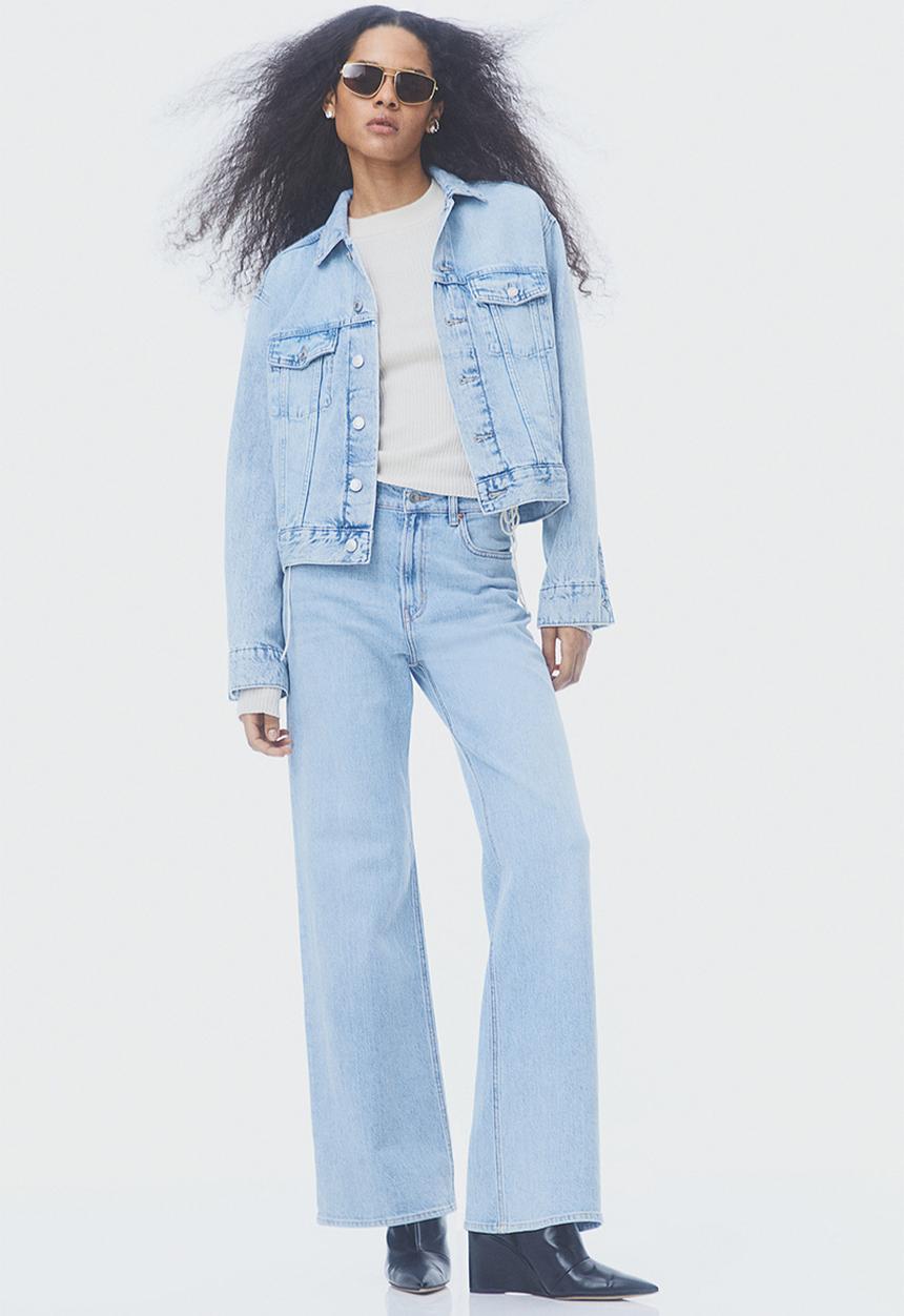 H&M - Wide high jeans - light denim blue