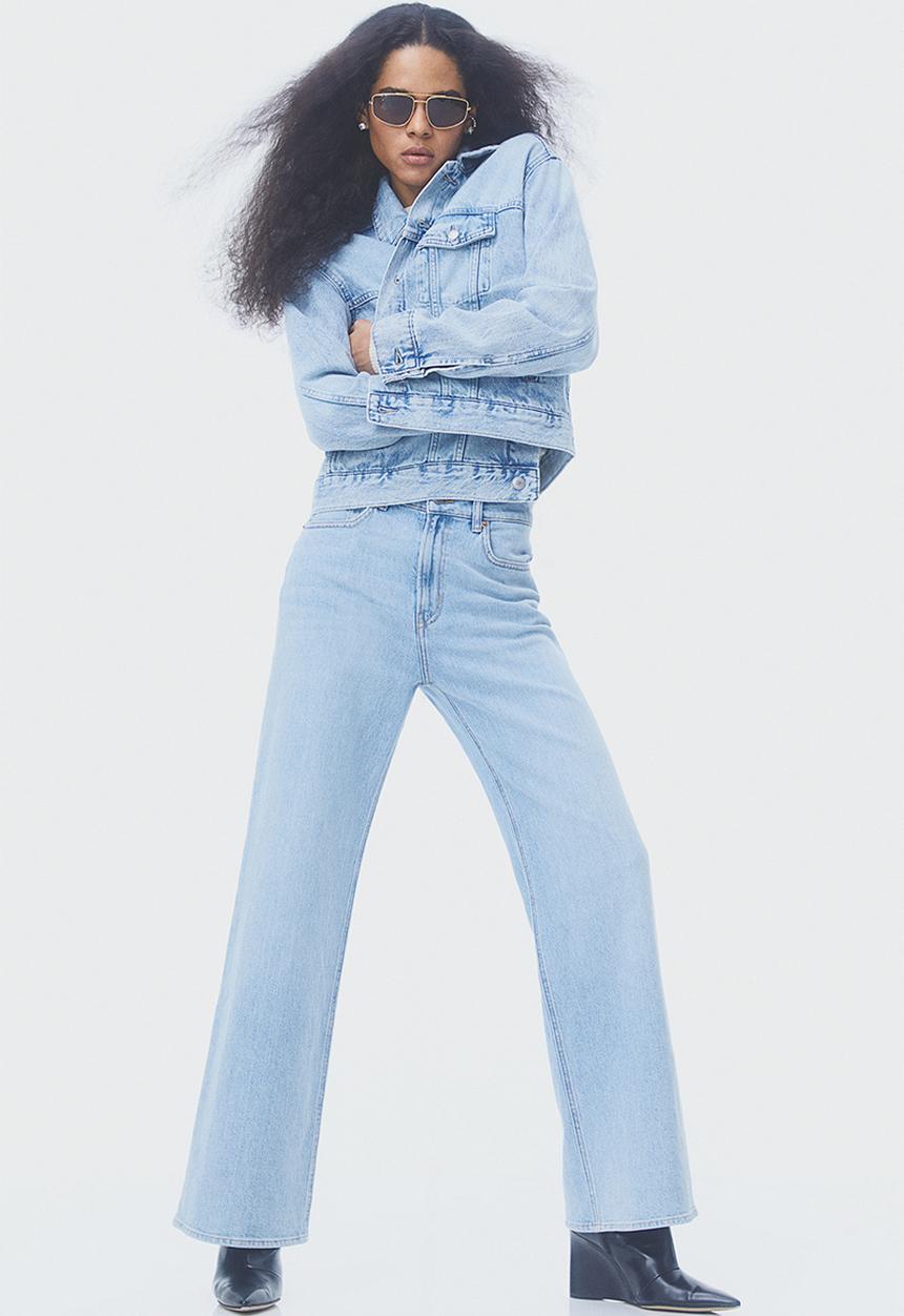 H&M - Wide high jeans - light denim blue