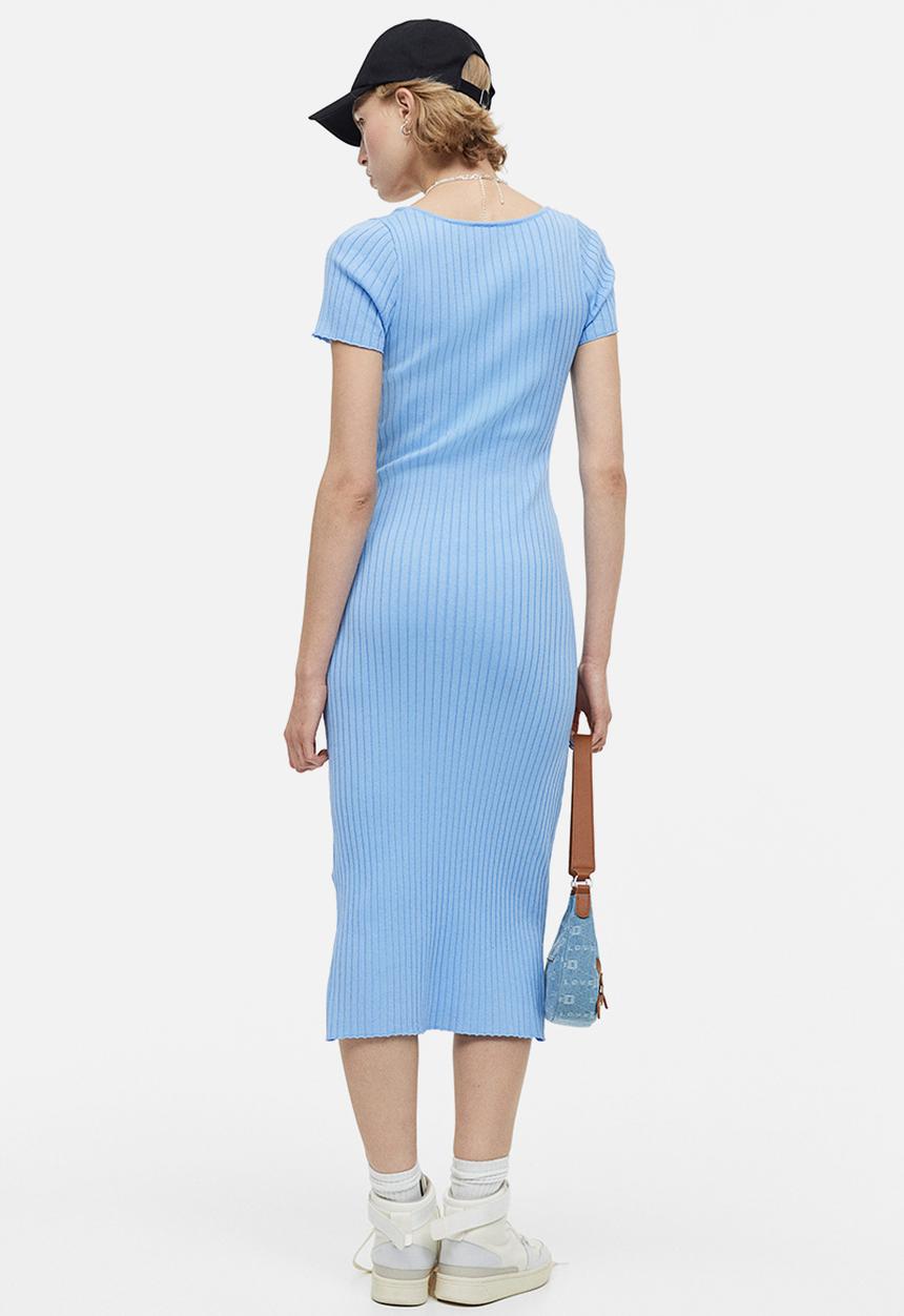 H&M - Rib-knit bodycon dress - light blue