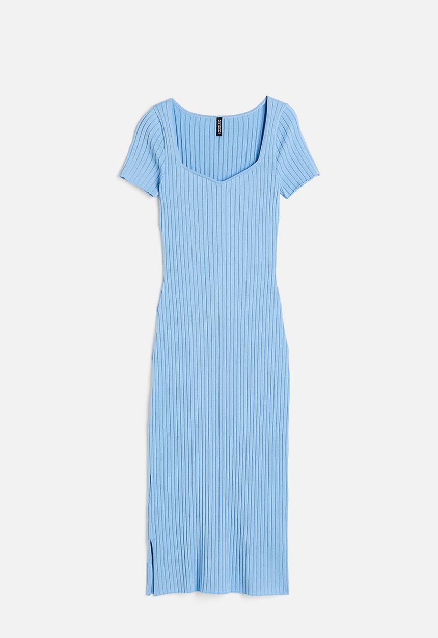 H&M - Rib-knit bodycon dress - light blue