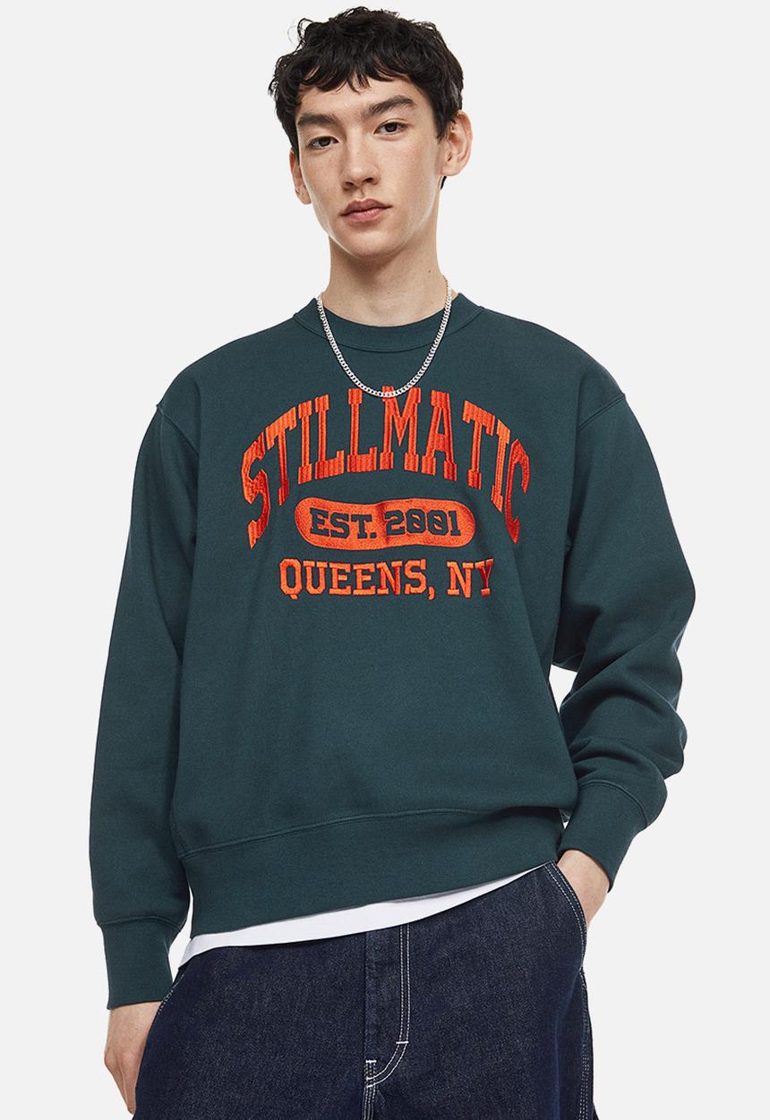 H&M - Oversized fit printed sweatshirt - dark turquoise/nas