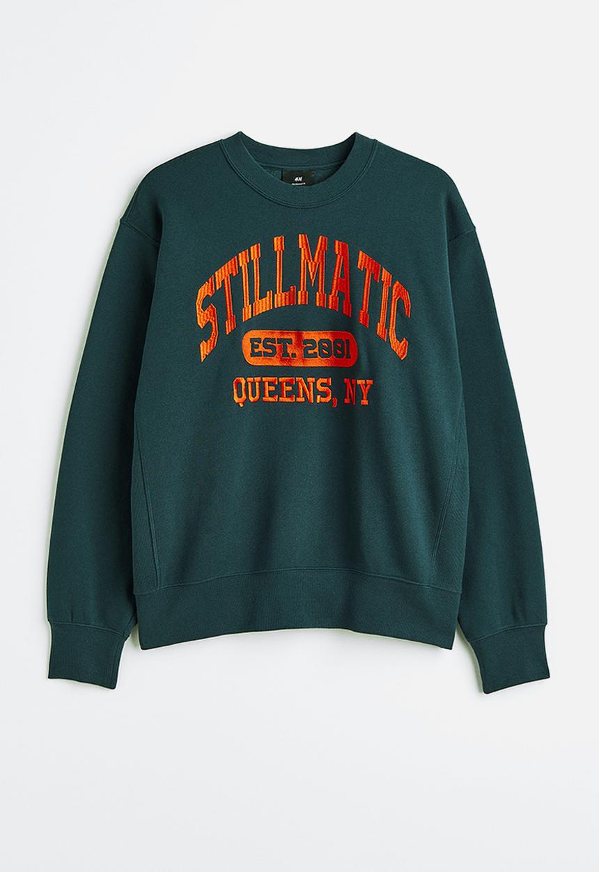H&M - Oversized fit printed sweatshirt - dark turquoise/nas