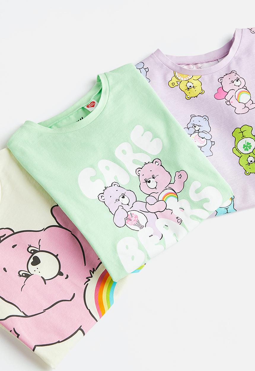 H&M - 3-pack printed jersey tops - multi/care bears