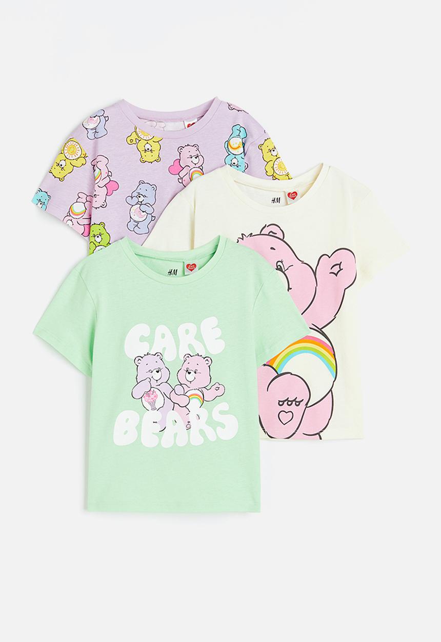H&M - 3-pack printed jersey tops - multi/care bears