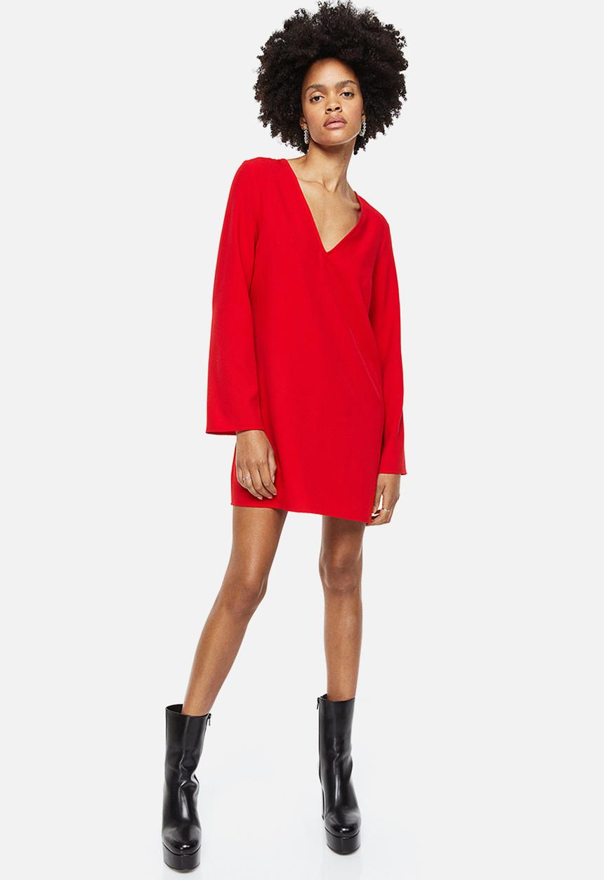 H&M - V-neck dress - red