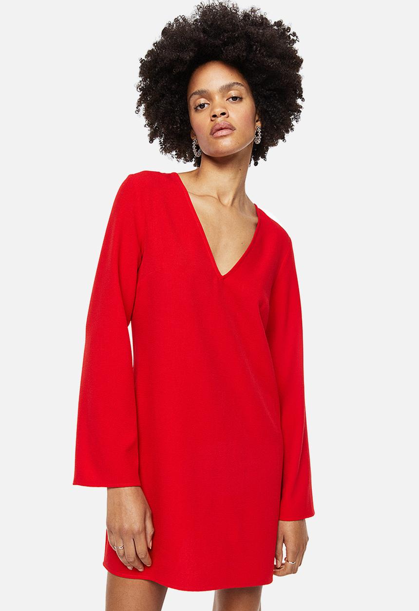 H&M - V-neck dress - red
