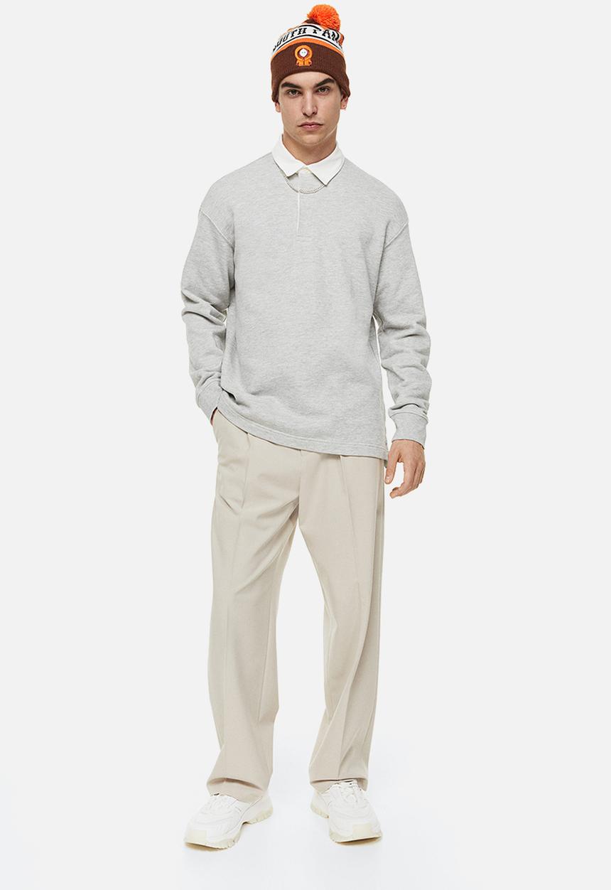 H&M - Relaxed fit polo shirt - light grey marl 