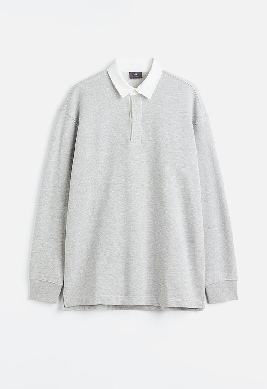 H&M - Relaxed fit polo shirt - light grey marl 