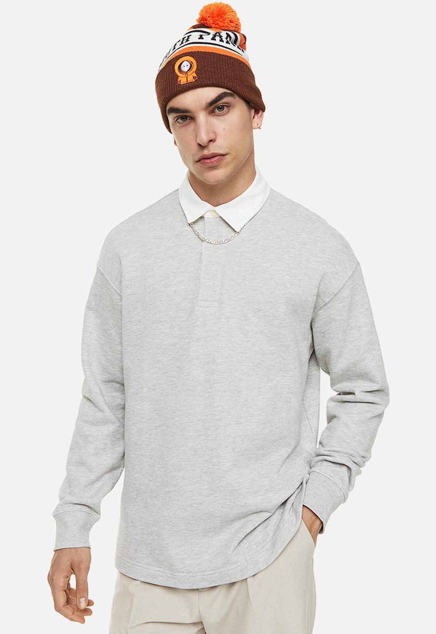 H&M - Relaxed fit polo shirt - light grey marl 