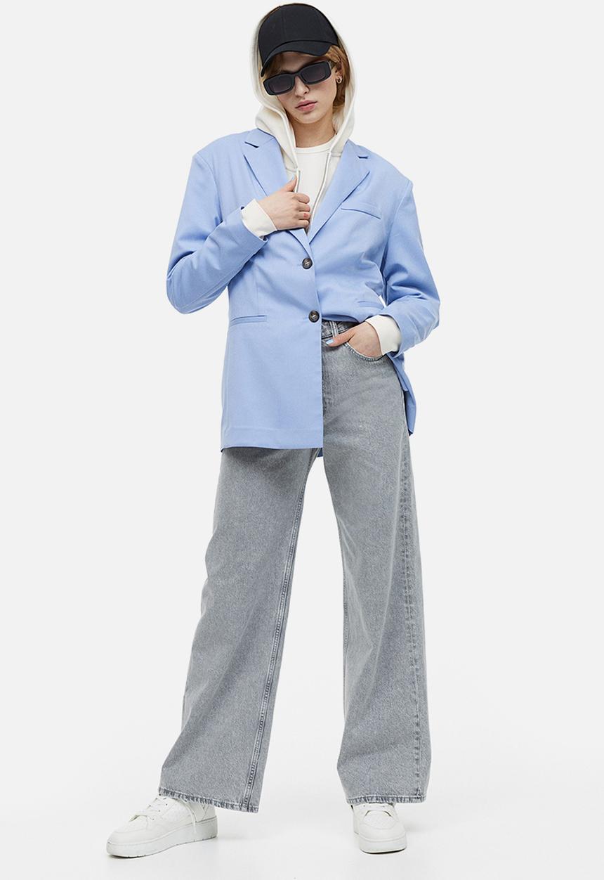 H&M - Wide high jeans - light grey 