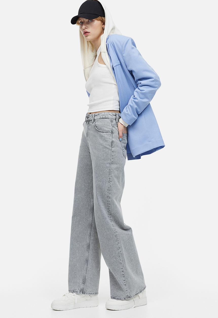 H&M - Wide high jeans - light grey 